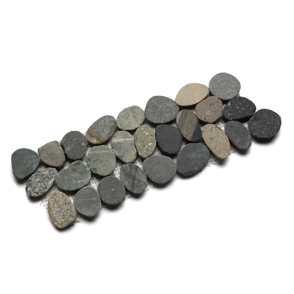 CNK Tile Gray 4x12 Natural Stone Pebble Tile Border for Bathroom Kitchen Backsplashes Shower Floors Patios - Unpolished