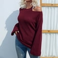 thumbnail image 4 of IROINNID Womens Sweater One-Shoulder Pullover Sweater Solid Color Leisure Mid-Length Long Sleeve Sweater, 4 of 6