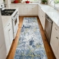 thumbnail image 2 of FairOnly Modern Abstract Machine Washable 2'x6' Runner Rug for Hallway Ultra Thin Low Pile Foldable Non Slip Floor Cover for Kitchen Laundry,Blue Yellow, 2 of 7