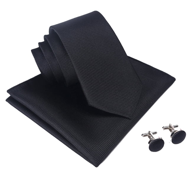 Cravate Homme Élégante Formelle Cravate Fine avec Poche et Boutons de Manchette
