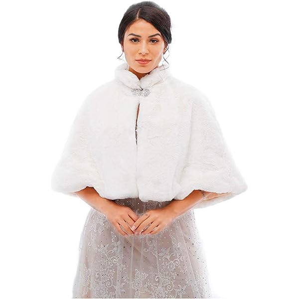 wonima44 Yalice Women's Wedding Faux Fur Shawl and Wrap Bridal Fur Stole Cape Fur Scarf for Bride and Bridesmaids