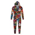 thumbnail image 2 of Odeerbi Christmas Onesie Pajamas for Family Holiday Sleep Jumpsuit Long Sleeve Family Christmas Pajamas Matching Sets Dad Fashion Printed Hooded Jumpsuit Sleepwear PJs Set Red, 2 of 5