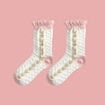 thumbnail image 2 of OOOUM Women Embroidery Mid Calf Socks Crochet Ruffle Crew Socks Fashion Sweet Ankle Socks Red, 2 of 3