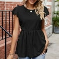 thumbnail image 6 of Mittory Women's Peplum Tops Tie Flutter Short Sleeve Blouse Eyelet Peasant Lace Top, 6 of 7