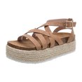 thumbnail image 2 of Sandalias planas con plataforma para mujer Sandalias con hebilla cruzada y correa fina Wmkox8yii  nm2277, 2 of 8