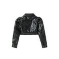 thumbnail image 3 of Sunisery Toddler Girls Motorcycle Jackets PU Faux Leather Coat Turn-Down Collar Long Sleeve Crop Tops Outerwear Coats, 3 of 6