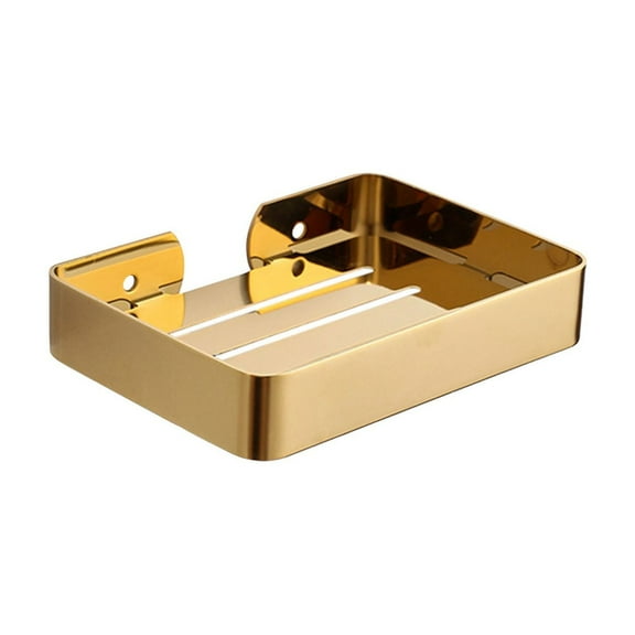 Soap Dish Stainless Steel Soap Dish Holder Wall Mounted Shower Soaps Holder with Screws, Sturdy Stylish Bathroom Decoration (Gold)