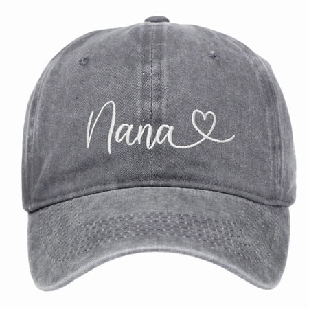 Womens Baseball Cap Nana Heart Embroidery Washed Vintage Design Soft Comfortable Daily Wear Hats