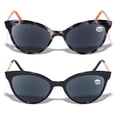 thumbnail image 2 of 2 Pairs of Womens Fully Magnified Outdoor Reading Sunglasses - Full Tint Readers Cateye Tortoise +2.75, 2 of 3