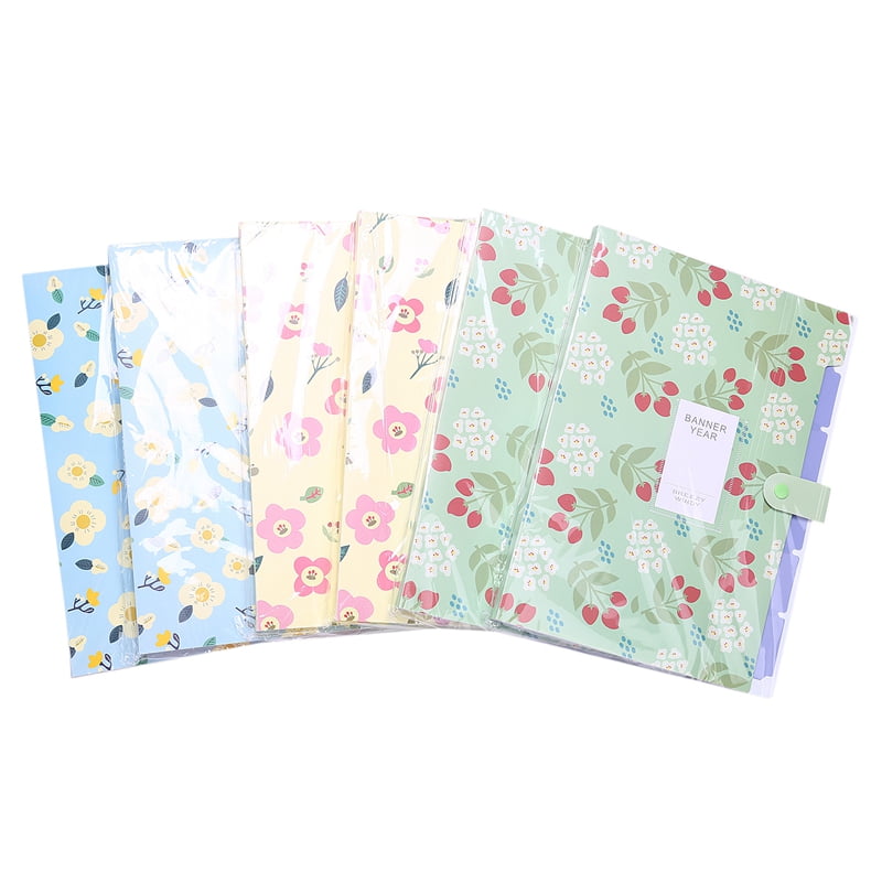 6Pcs File Storage Bag Extended Folder Storage Bag with 6 Pocket Plastic