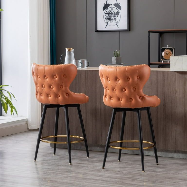 Swivel Bar Burnt Orange Kitchen Stools Set Of Orange Swivel