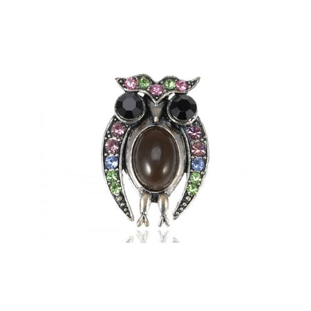 - Staring Owl Bird Peridot Czech Crystal Rhinestone Fashion Costume Pin Brooch