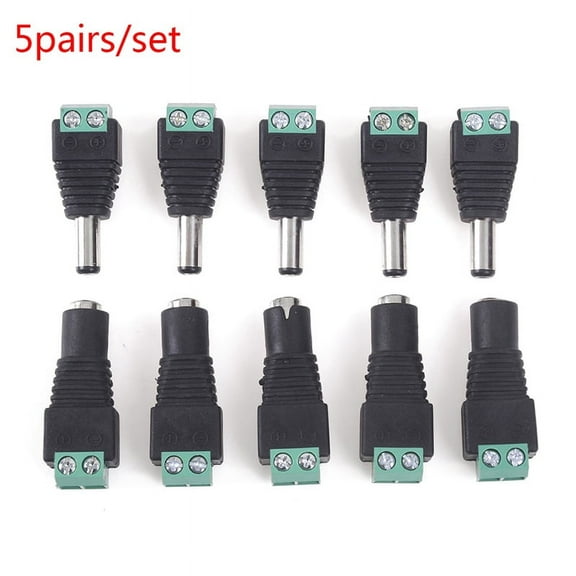 5 Pairs Male and Female 2.1x5.5mm DC Power Plug Jack Adapter Connector