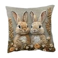 thumbnail image 2 of Tuvgenk 18x18 In Throw Pillow Covers Embroidered Indoors Polyester Pillowcases Multicolor Furry Rabbit for Patio, 2 of 6