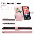 thumbnail image 5 of Dteck Wallet Embossed Case For Apple iPhone 13, Magnetic [Built-in Credit Card Slots] Flip Folio Floral Patterned PU Leather Stand Cover Case,rosegold, 5 of 8