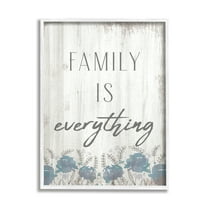 Stupell Industries Family Is Everything Sentiment Blue Wild Flowers, 16 x 20, Designed by Daphne Polselli