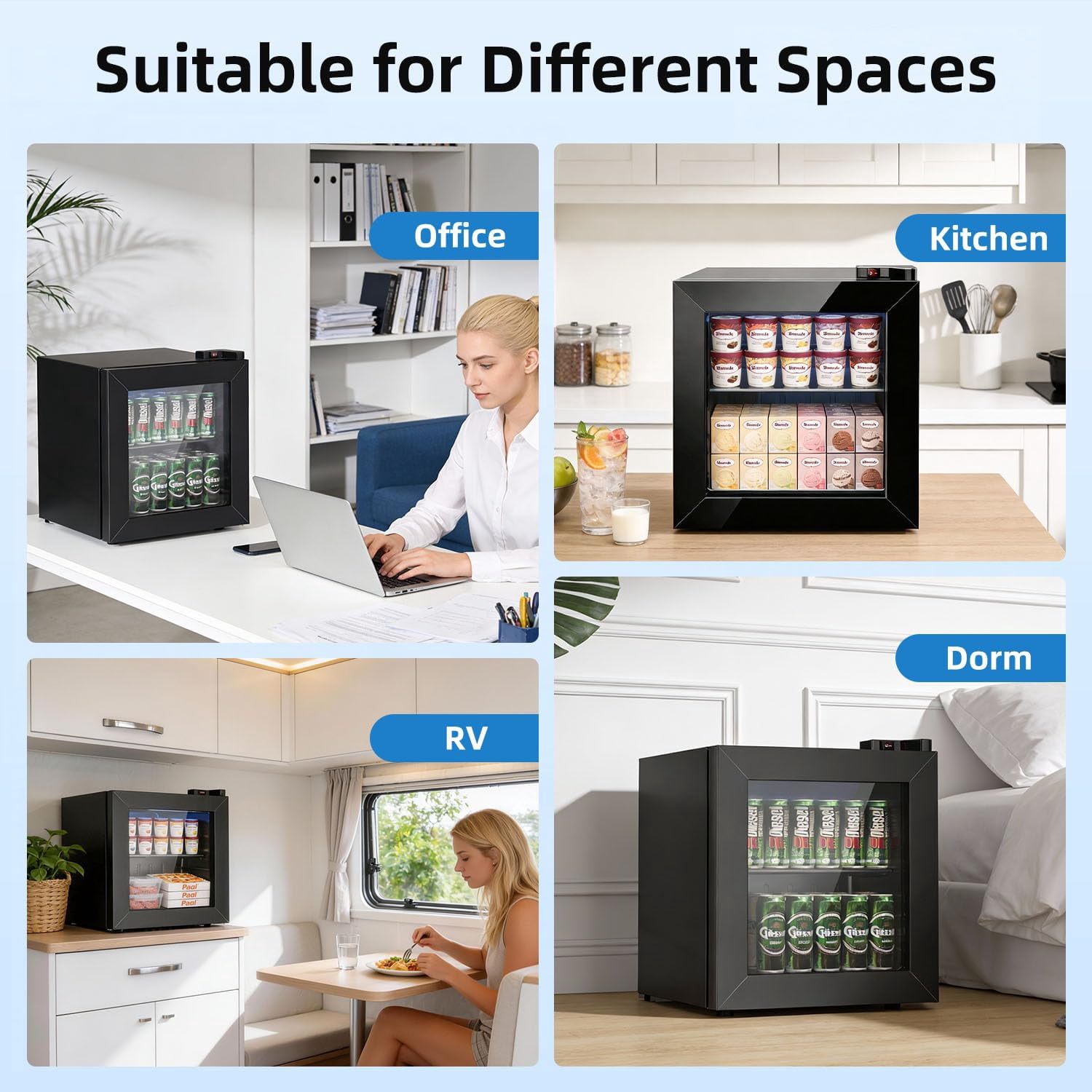 Auseo 1.1 Cu Ft Upright Display Freezer, Compact Countertop Mini Freezer for Ice Cream/Liquor/POS/home