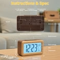 thumbnail image 7 of Electime Wooden Digital Alarm Clock with Smart Sensor Night Light, Month, Date, Temperature and Snooze, Electronic Clock for Home Bedroom, Battery Powered, LCD Screen, 7 of 7