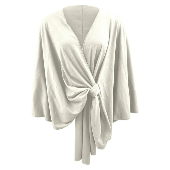 HNMKIU Elegant Solid Color Shawl Cape For Women Soft And Comfortable Poncho Outerwear White,One Size