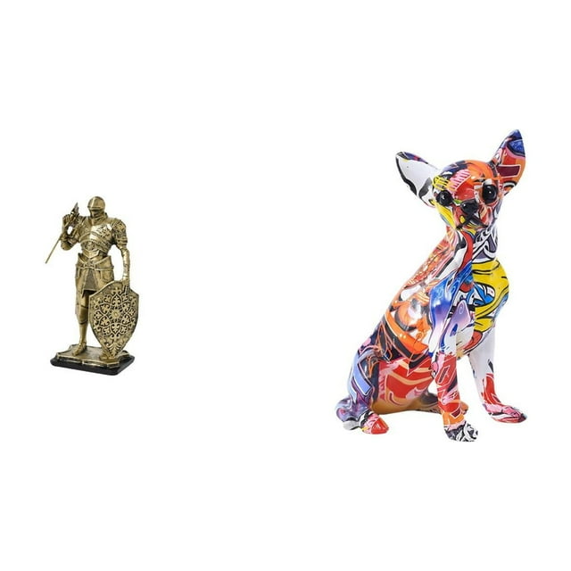 Figura decorativa de escritorio: estatua de caballero, escultura artesanal, figura decorativa de perro, hecha de resina. Ideal para el hogar, la ofici