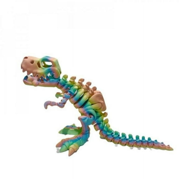 3D Printed Rainbow Colors T Rex Skeleton Figurine
