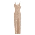 thumbnail image 4 of WEAIXIMIUNG Carnaval Femme Décolleté Profond Paillettes Portefeuille Froncé Sans Manches Robe de Soirée de Boîte de Nuit, 4 of 5