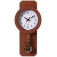 thumbnail image 1 of Wood-Look Pendulum Plastic Wall Clock, Farmhouse Decor for Living Room, Kitchen, or Dining Room, Silent Clock with Roman Numerals, Battery Powered, Large Decorative Wall Clock, Easy-to-Read, Brown, 1 of 1