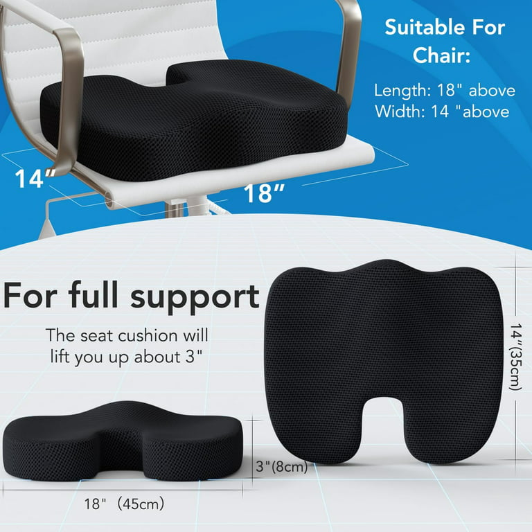 Seat Cushion & Lumbar Support Pillow For Office Chair, Car