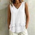 thumbnail image 2 of GUACER Tank Tops for Women Ruffle Hem V-Neck Sleeveless Linen-Blend Blouse with Tiered Frill Casual Flowy Summer Cami, 2 of 8