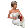 thumbnail image 1 of Jumpsuit Women Long Jumpsuit Strapless Slash Neck Feather Tube Top Sexy PartyXXLBlue, 1 of 2