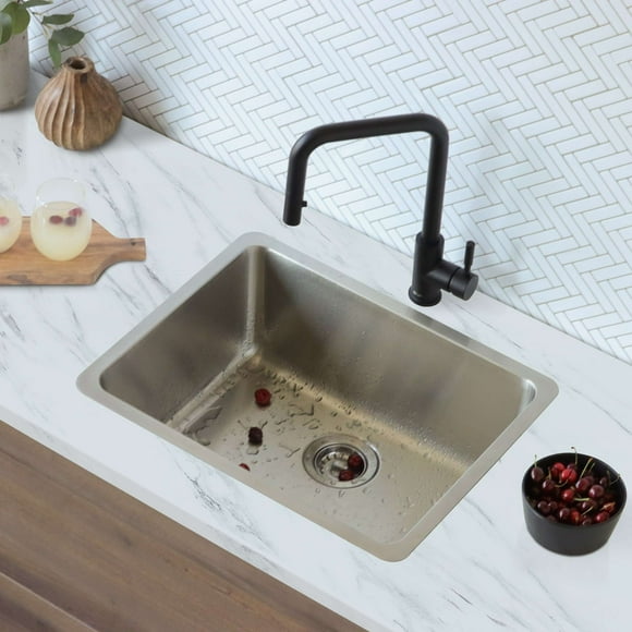Stylish Dual-Mount 23" Stainless Steel Single Bowl Kitchen Sink S-203T