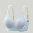 thumbnail image 3 of successthop Bras for Women No Underwire Scalloped Wireless Push up Bralette Padded Triangle Adjustable Strap Corset Bra Full Coverage Crop Cami Top Comfortable Underwear Blue L, 3 of 4