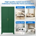 thumbnail image 4 of 71" Metal Armoire Wardrobe Closet, Bedroom Clothing Storage Cabinet with Hanging Rod, Freestanding Armoire Cabinet with Adjustable Shelves, Green, 4 of 7
