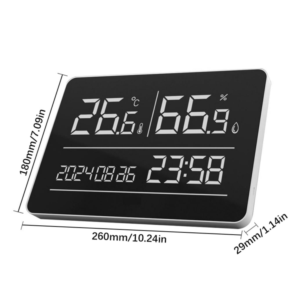 CEORPER Home Quiet Wall Mounted Electronic Clock Temperature Humidness Digital Calendar
