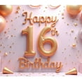 thumbnail image 4 of Gold Balloon Happy Birthday Banner Decorative Stars Design for Sweet Sixteen Party Celebration, 4 of 7