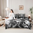thumbnail image 4 of Castle Fairy Dark Gothic Skull 7-Piece Twin Bedding,Happy Halloween Bedding Comforter Set,White Black,Black Reversible, 4 of 7
