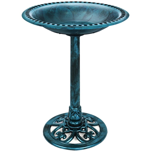 Bañera para pájaros Best Choice Products de resina vintage azul de 71 cm
