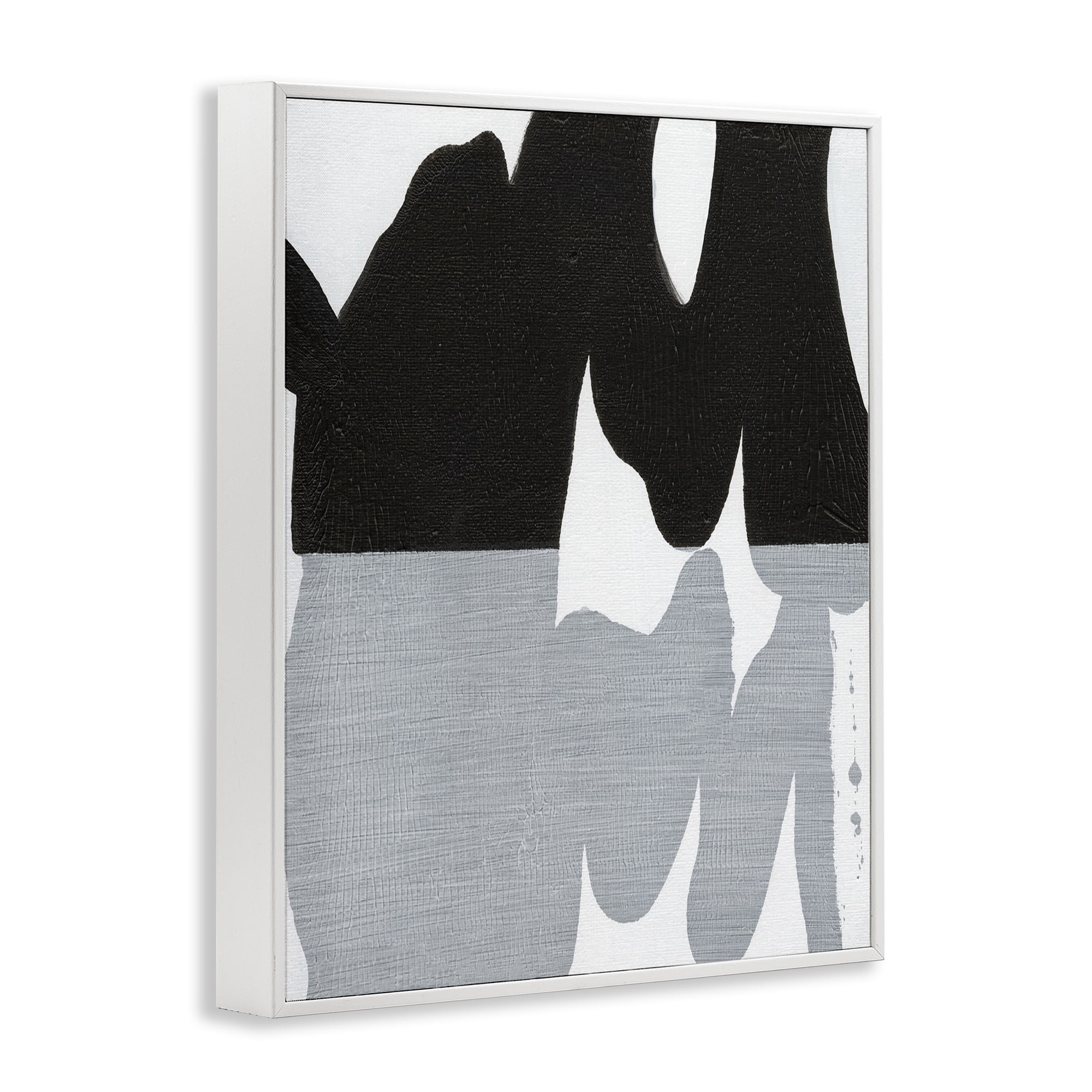 Stupell Industries Black Organic Form Abstract Painting White Framed Art Print Wall Art, 11 x 14