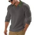 thumbnail image 2 of Domuza Men's Long Sleeve Polo Shirts Casual Stylish Collared Button Down Outdoor Tshirts Fall Lightweight Solid Color Classic Fit Tops Dark Gray S, 2 of 9