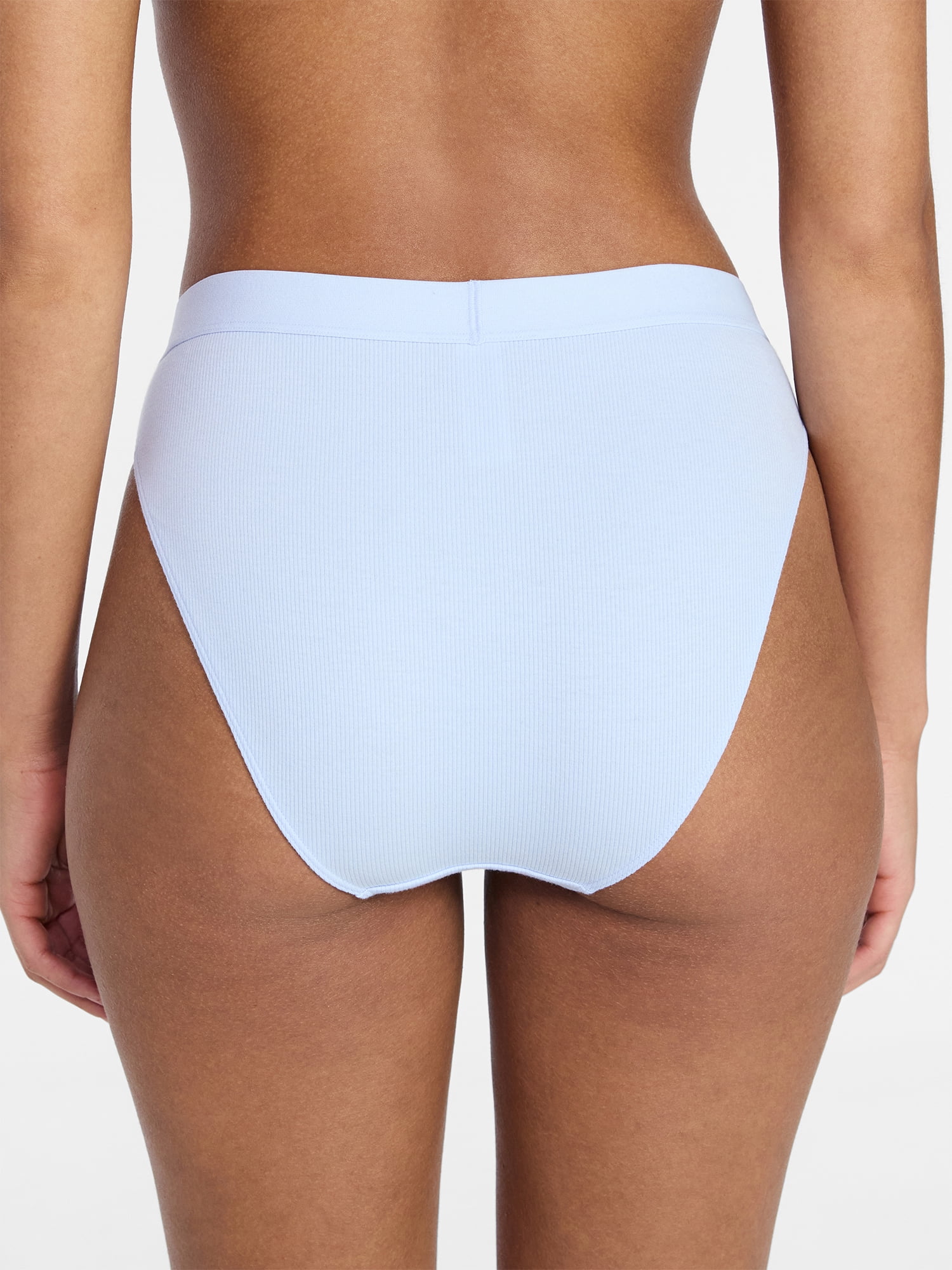No Boundaries Cotton Ribbed Hi-Cut Brief Panty, Women's XS-XXXL