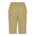 thumbnail image 4 of USNSM Casual Capri Pants for Women 2024 Summer Drawstring Elastic High Waist Linen Pants Wide Leg Plus Size Lounge Capris Pants Khaki XL, 4 of 5