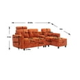 thumbnail image 5 of 3-Seater Sectional Sofa with Storage Seats, Modern L-Shaped Sofa with Chaise, Cup Holders and Side Pockets, High Back Couches for Living Room, Apartment, Orange, 5 of 8