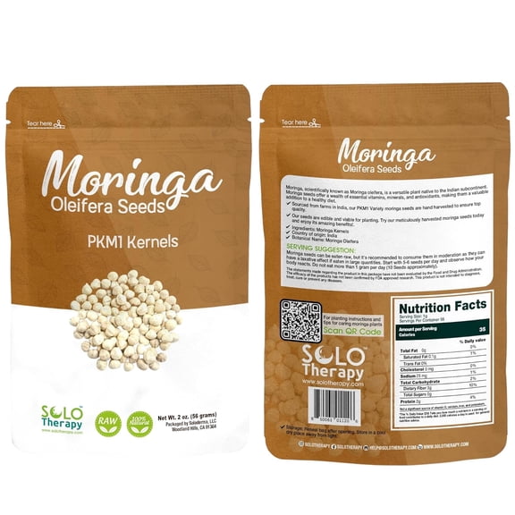 Moringa Seeds Kernel Shelled Clean - PKM1, Edible, Malunggay, Drumstick Tree, Herbal Tea - Resealable Bag - 56 Grams