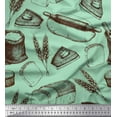 thumbnail image 1 of Soimoi Cotton Cambric Fabric Rolling Pin,Wheat & Sandwich Bread Food Print Fabric by the Yard 56 Inch Wide, 1 of 1