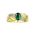 thumbnail image 1 of RYLOS Bagues pour Femmes Bague Aile d'Ange en Or Jaune 14K Pierre de Naissance Pierre Précieuse 7X5MM et Diamants Saphir Vert Bijoux pour Femmes Bagues en Or pour Femmes Taille 8, 1 of 6