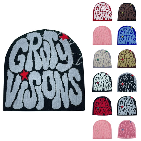 Y2K Skull Cap Letter Print Beanie Outdoor Streetwear Fashion Warm Knit Hat Soft Casual Winter Beanies for Women Men
