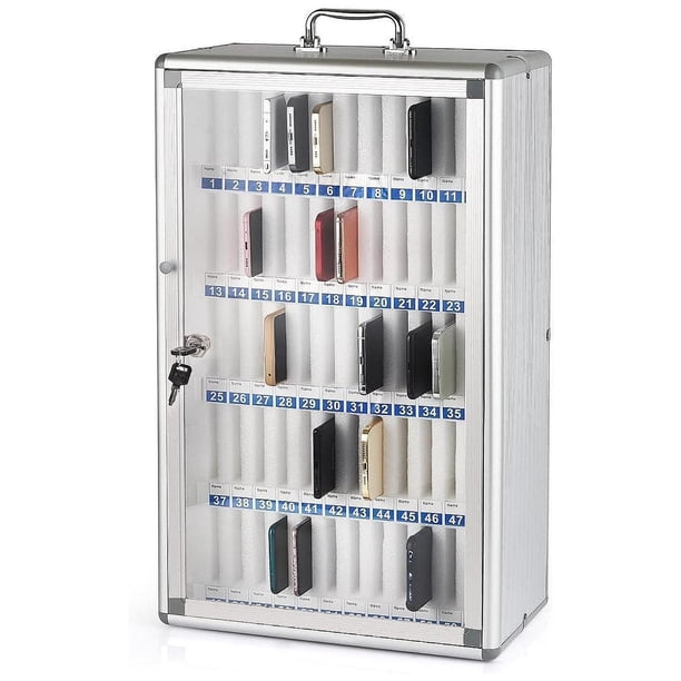 Armario de almacenamiento para teléfonos, caja de bloqueo, estable, montado en la pared, oficina, aleación de aluminio, reunión en el aula, tabla de b 60 ranuras