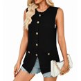thumbnail image 3 of Women'S 2025 Summer Sweater Vest Sleeveless Knit Cardigan Button Down Tank Tops Black XL, 3 of 8