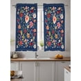 thumbnail image 2 of Navy Blue Flowers Tier Curtains 45 Inch Length,Sheer Curtains for Bedroom Living Room Window Spring Vintage Floral Leaves Farmhouse Small Half Window Kitchen Curtains & Drapes 27.5"x45" 2 Panels, 2 of 6