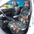 thumbnail image 3 of FUIALDOLG Front Seat Towel Cover Machine Washable Microfiber, Compatible with Van Suv, for Cars Trucks SUVs, Dark Blue Floral Print, 3 of 7